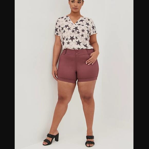 Torrid 5 Inch Stretch Sateen Mid-Rise Shorts Ginger Plus Size 20 NEW - Picture 2 of 3